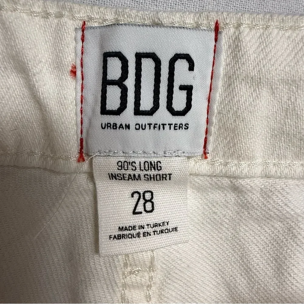 BDG Urban Outfitters 90s Long Inseam Denim Shorts 28 Raw Hem NWT Minimalist